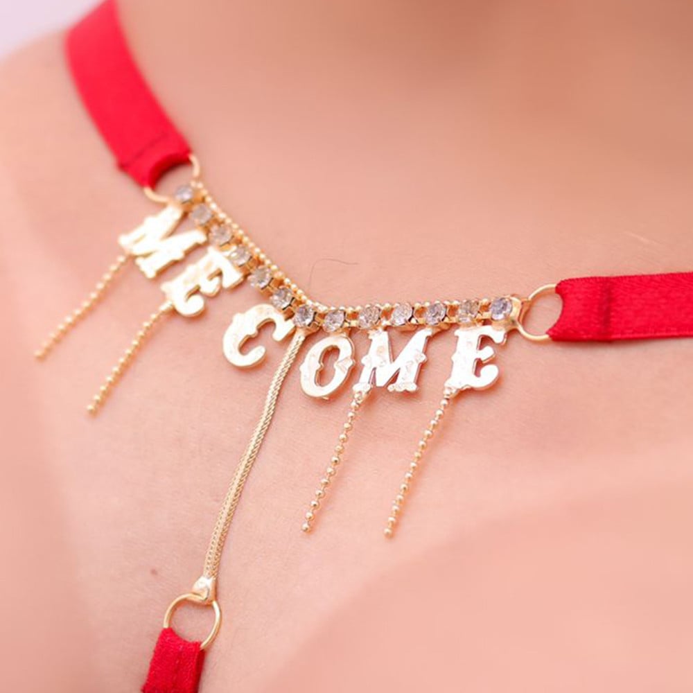 Calcinha Fio Dental Vermelho Frases com Strass Tallyta