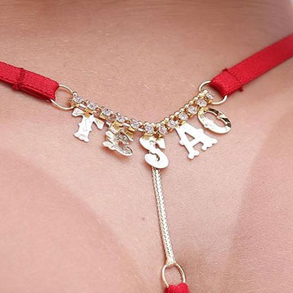 Calcinha Fio Dental Vermelho Frases com Strass Tallyta