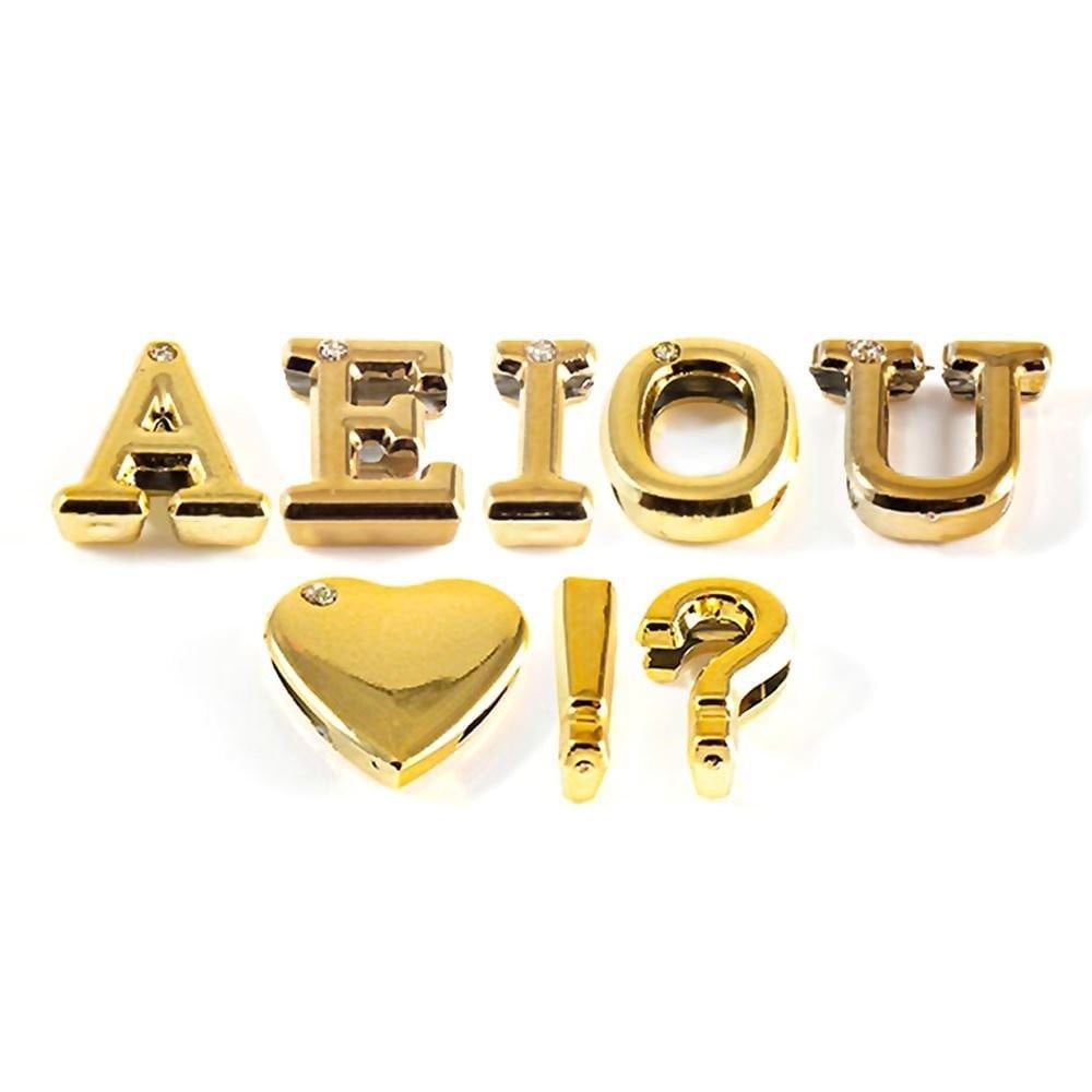 Letras Vogais Abs Dourada Strass 10 Unidades Hard