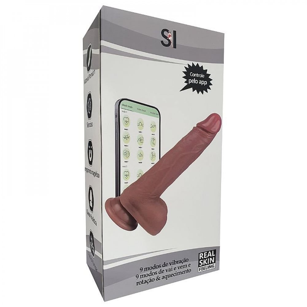 Pênis Realístico Vibro Vai e Vem Rotação App 9 Modos 21,5x4cm General Import