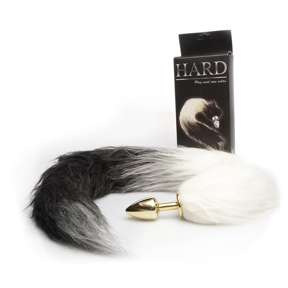Plug de Metal Anal com Rabo Longo Preto Degrade Hard