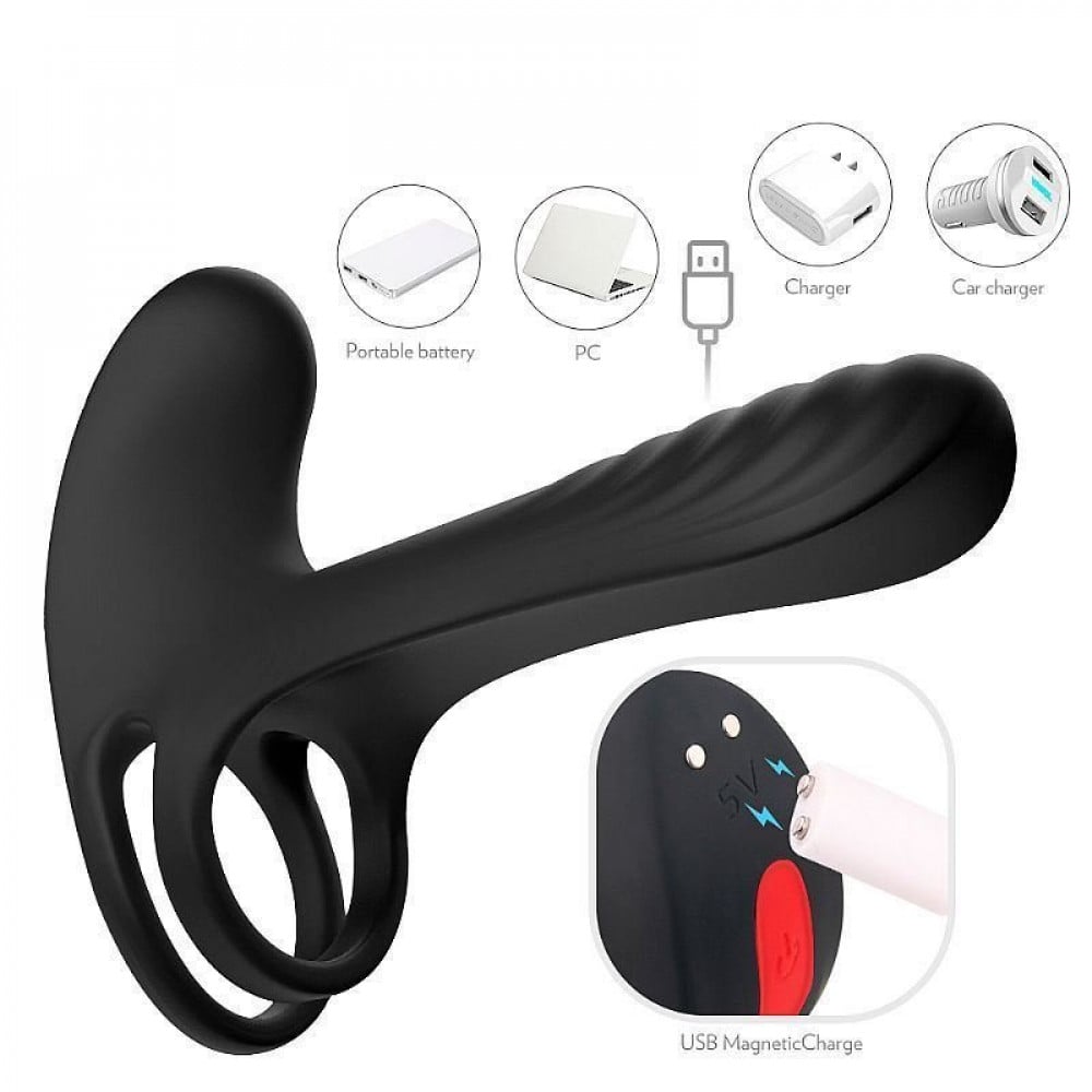 Vibrador Peniano com Anel Duplo Frank Rct com 9 Vibrações General Import