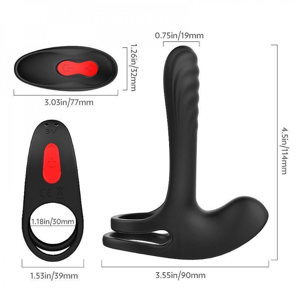 Vibrador Peniano com Anel Duplo Frank Rct com 9 Vibrações General Import