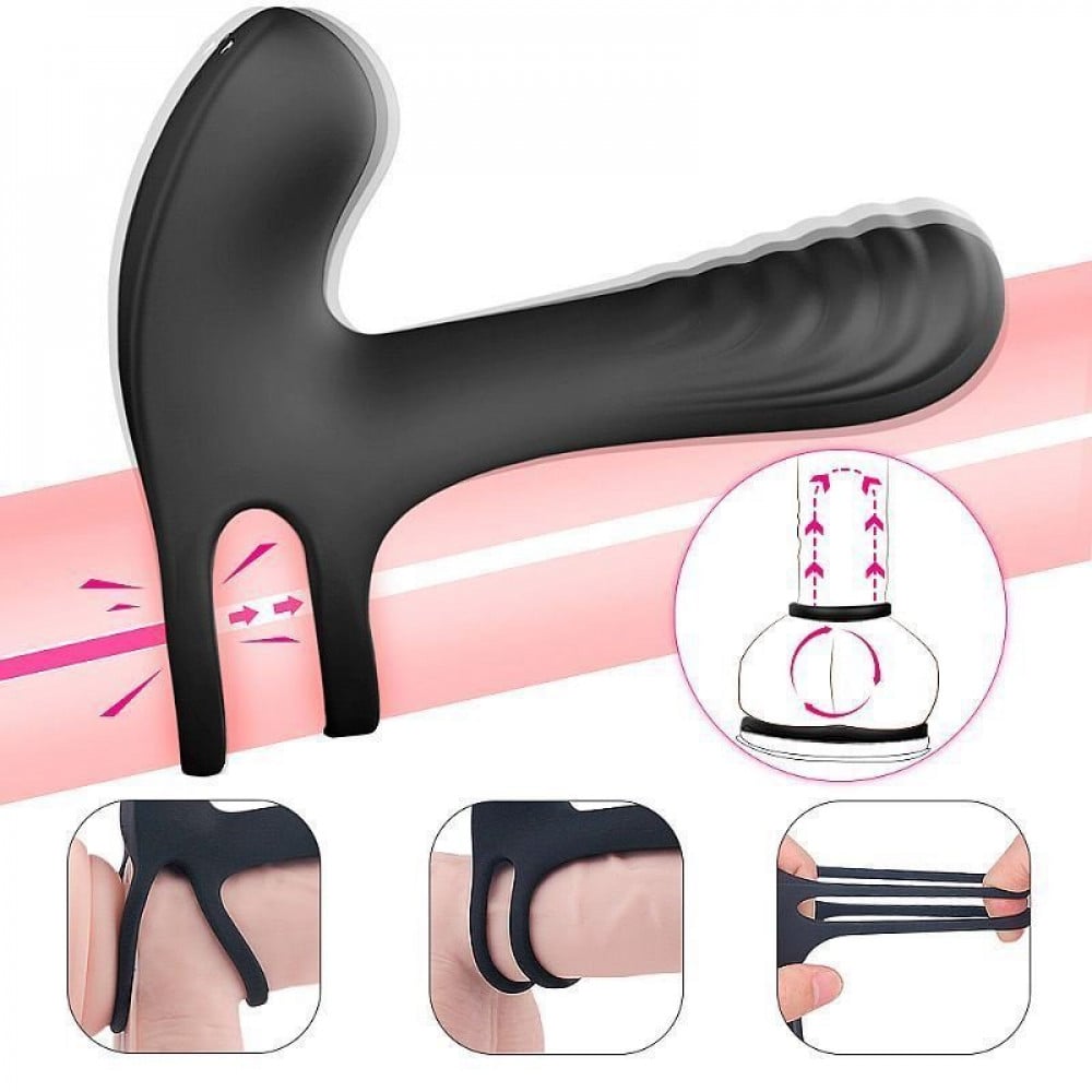Vibrador Peniano com Anel Duplo Frank Rct com 9 Vibrações General Import