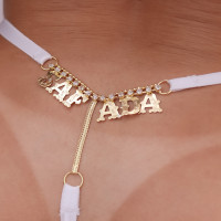 Calcinha Fio Dental Branca Frases com Strass Tallyta
