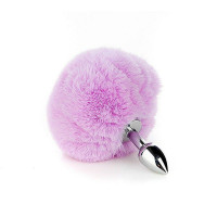 Kit Rabo Pompom com Tiara de Orelhas Grampos de Seios e Gargantilha Lilás General Import