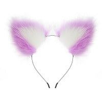 Kit Rabo Pompom com Tiara de Orelhas Grampos de Seios e Gargantilha Lilás General Import