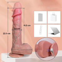 Pênis Realístico 2 Vibro Vai e Vem Rotação App 9 Modos 22x3,8cm General Import
