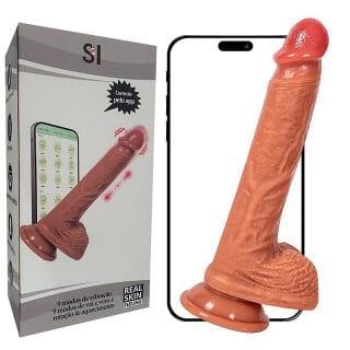Pênis Realístico Vibro Vai e Vem Rotação App 9 Modos 22x3,8cm General Import