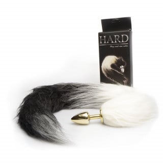 Plug de Metal Anal com Rabo Longo Preto Degrade Hard