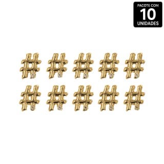 Hashtag Caractere Abs Dourado 10 Unidades Hard